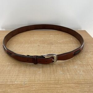 BRIGHTON Brown Leather Belt Size 40 Braided 90107